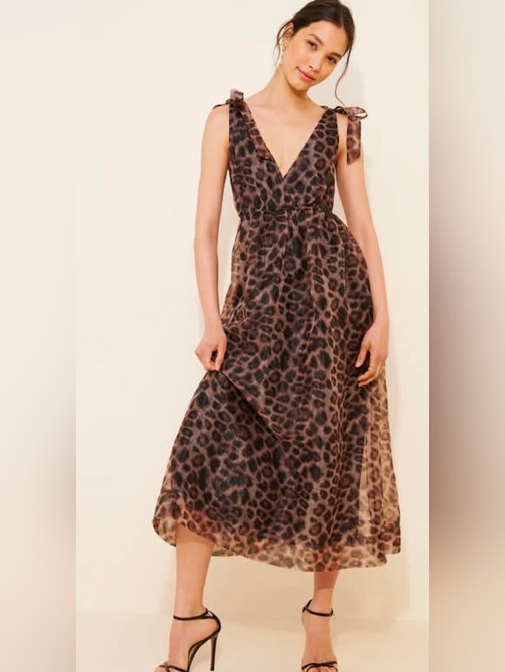 Daniel Rainn Leopard Print Midi Dress in Brown and Black